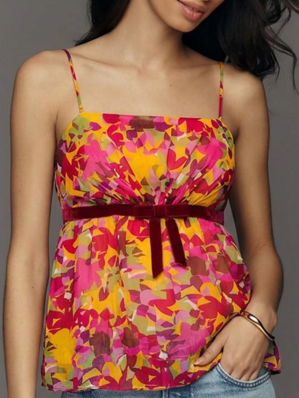 Vintage Y2K Ana Sui for Anthropologie Cotton and Silk Tank Top Size 4